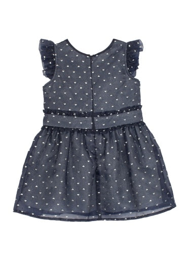 MAJESTY FLUTTER SLEEVE ORGANZA & SPARKLING KNIT DRESS