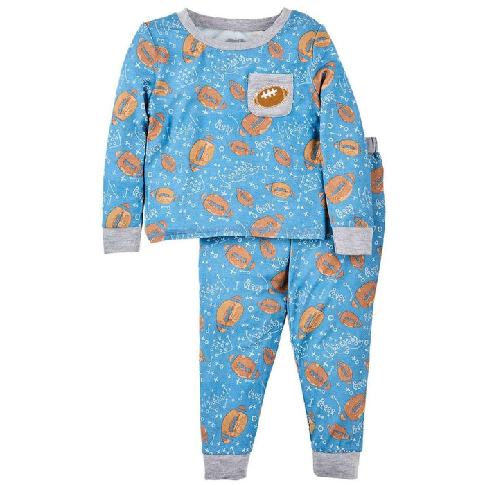 Mud Pie Blue Football Pajama Set