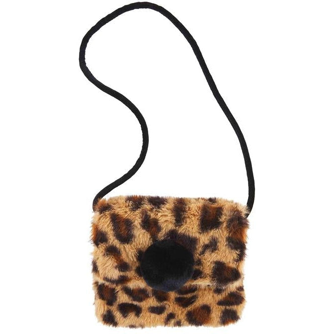 Mud Pie Leopard Pom Fur Purses Brown