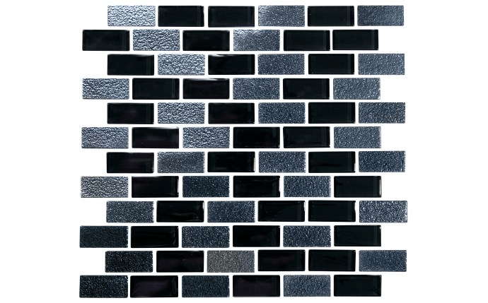 NPT 1" x 2" Iridescent Glass Tile Black SNR - BLACK1X2 - AquaDoc