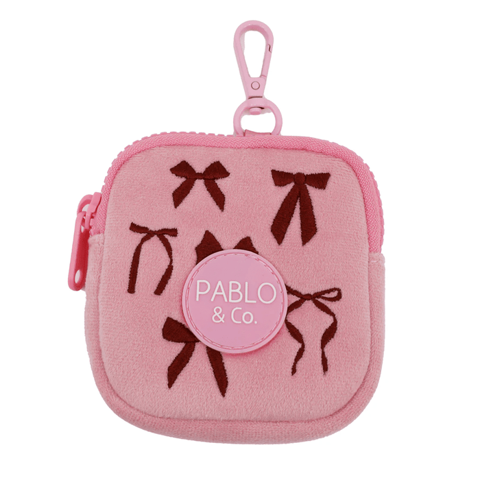 Pablo & Co Velvet Blush Bows Treat Pouch - Treat Pouchs from Pablo & Co at DoggyTopia