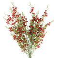 Pack of 6 x 100cm Artificial Foliage Stem with Small Flowers - Red