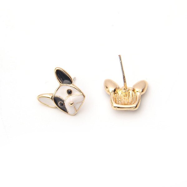 Pied French Bulldog Stud Earrings - Earrings from Sale at DoggyTopia