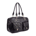 Quilted Patent Dog Carrier - Black - Dog Carriers from . at DoggyTopia