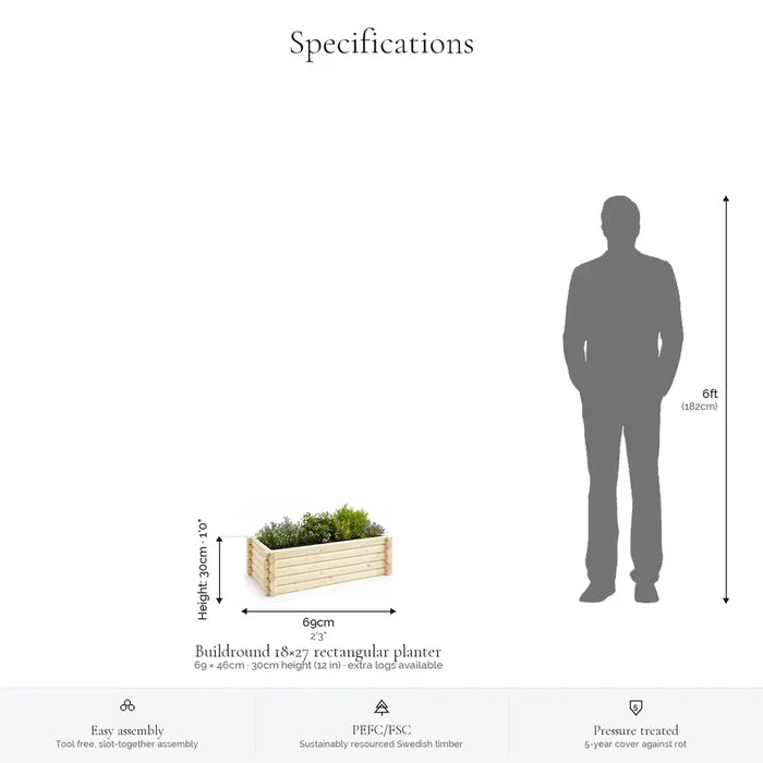 Rectangular Planter #69cm(L) x 46cm(W) x 30cm(H)