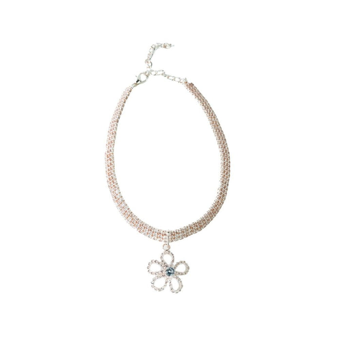 Rose Gold Diamante Flower Dog Necklace - Dog Necklaces from Sale at DoggyTopia