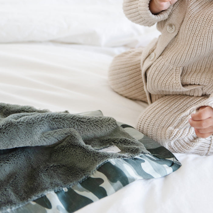 Saranoni Satin Border Receiving Blanket | Camo