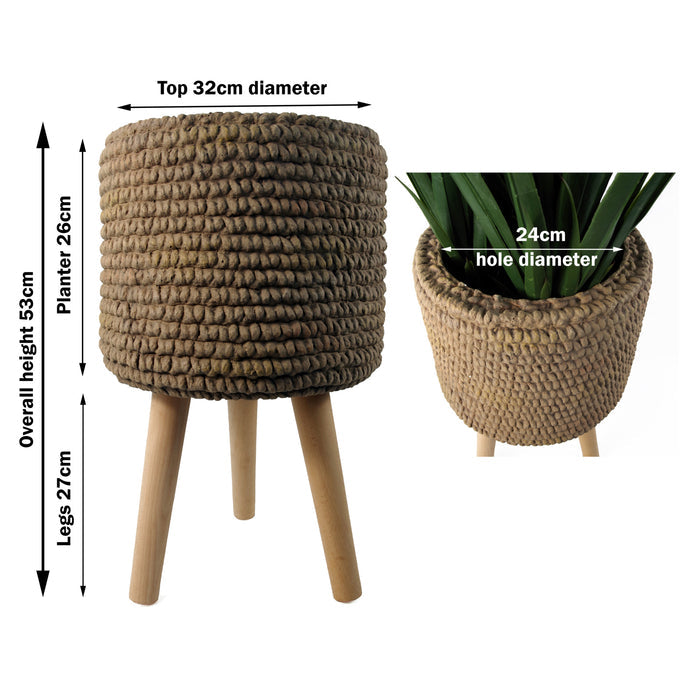 Seagrass Style Composite Planter with Stand