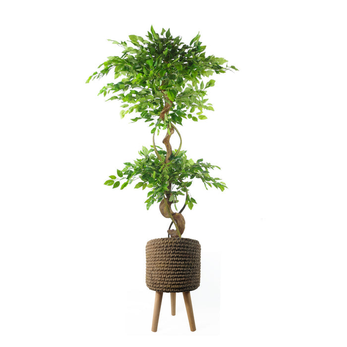 Seagrass Style Composite Planter with Stand