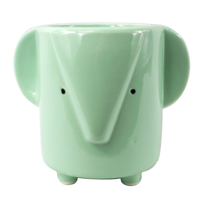 Set of Rabbit Fox and Elephant Ceramic Pots