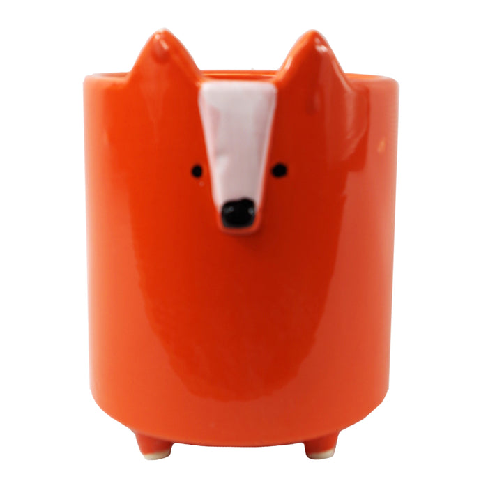 Set of Rabbit Fox and Elephant Ceramic Pots