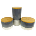 Set of Three Canisters Grey Ceramic Storage Jars with Lids