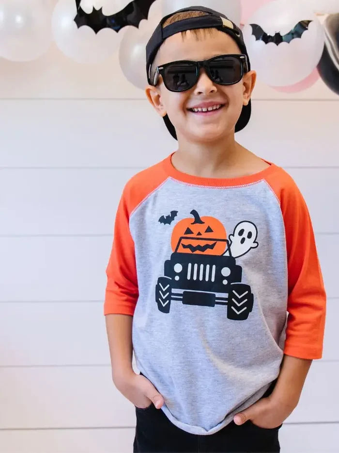 Sweet Wink Pumpkin Monster Truck Halloween 3/4 Shirt