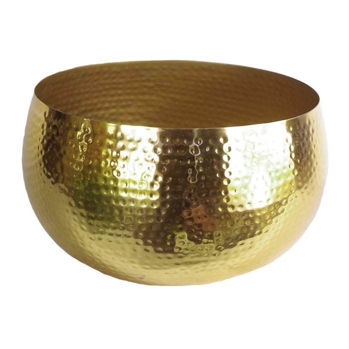 XL Metal bowl 32 x 20cm Hammered Gold Colour - Straight Edge