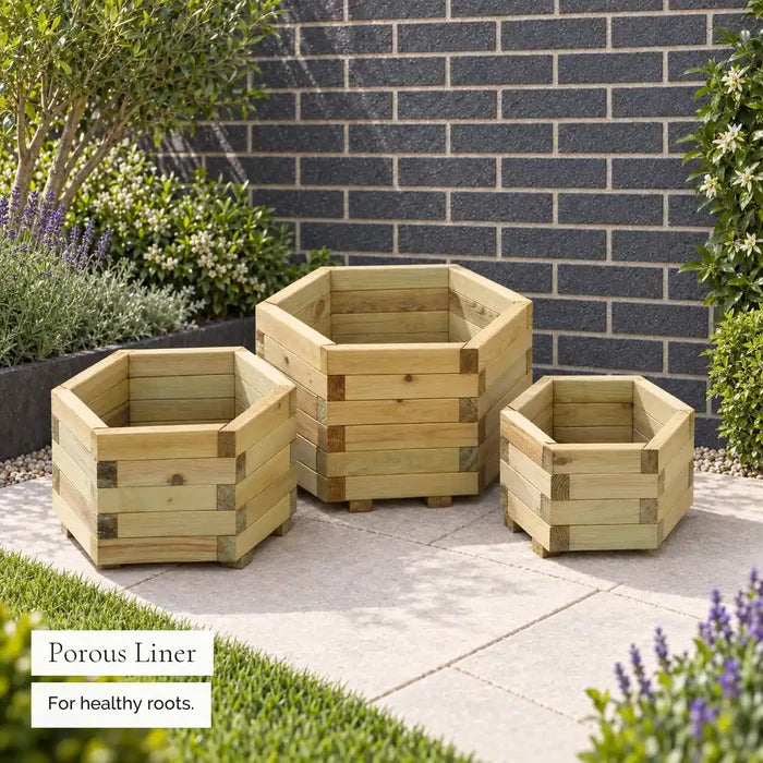 York Hexagonal Geometric Planters (Set of 3) — liner