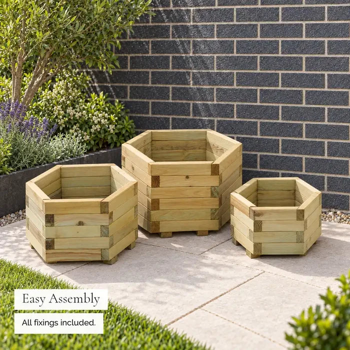 York Hexagonal Geometric Planters (Set of 3) — easy assembly