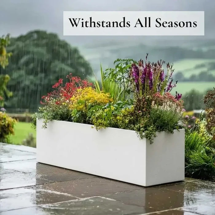 Zinc Galvanised Matte White Trough Planter