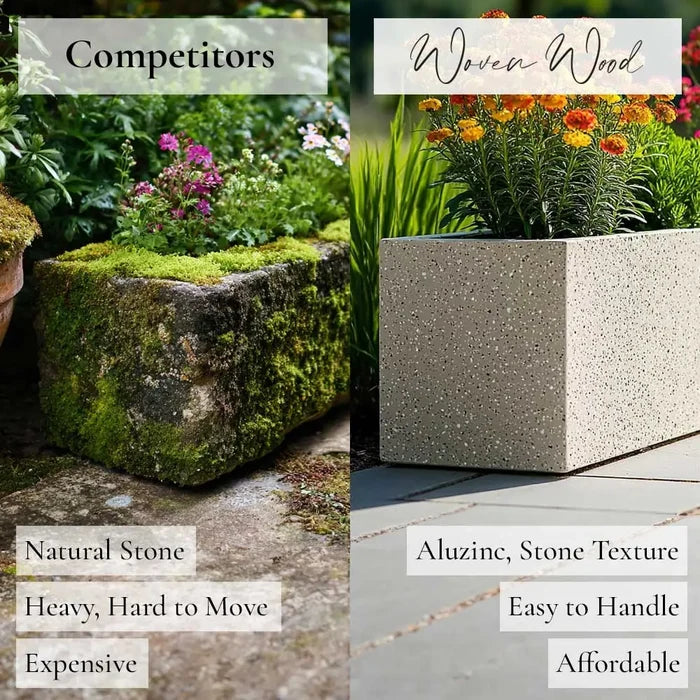 Zinc Galvanised Stone Effect Trough Planter