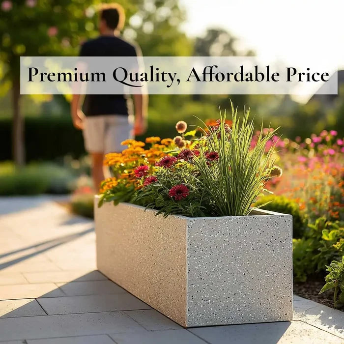 Zinc Galvanised Stone Effect Trough Planter