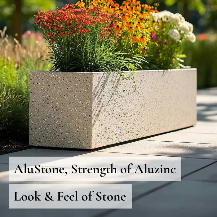 Zinc Galvanised Stone Effect Trough Planter